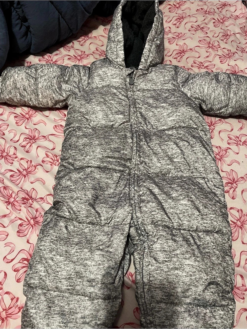 Gap Gray Hooded Puffer One-Piece Baby 3-6M